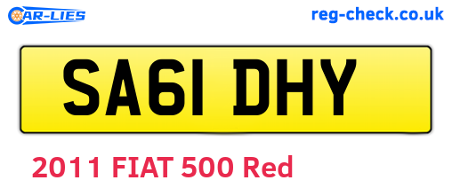SA61DHY are the vehicle registration plates.