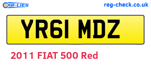 YR61MDZ are the vehicle registration plates.