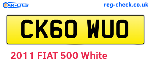 CK60WUO are the vehicle registration plates.