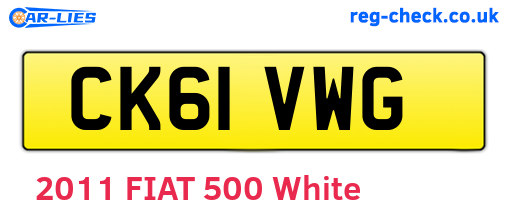 CK61VWG are the vehicle registration plates.
