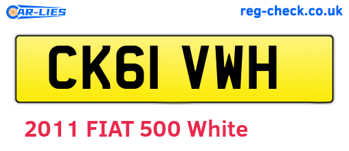 CK61VWH are the vehicle registration plates.