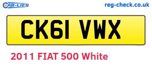 CK61VWX are the vehicle registration plates.