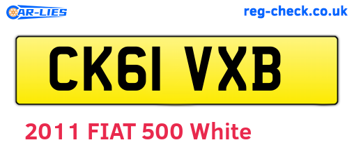 CK61VXB are the vehicle registration plates.