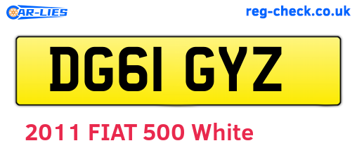 DG61GYZ are the vehicle registration plates.