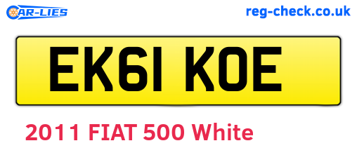EK61KOE are the vehicle registration plates.