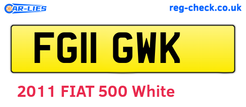 FG11GWK are the vehicle registration plates.