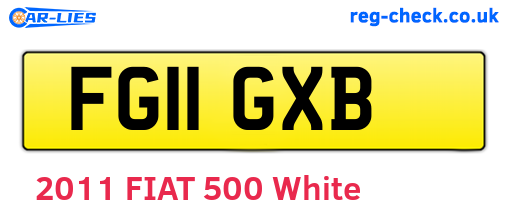 FG11GXB are the vehicle registration plates.