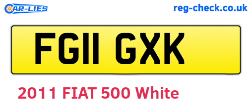 FG11GXK are the vehicle registration plates.