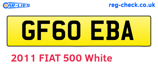 GF60EBA are the vehicle registration plates.