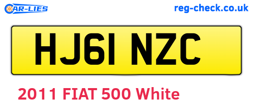 HJ61NZC are the vehicle registration plates.
