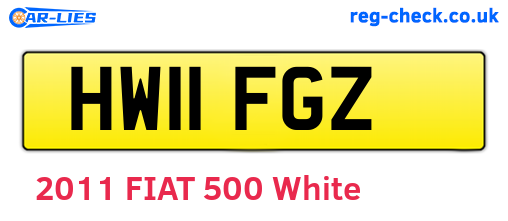 HW11FGZ are the vehicle registration plates.