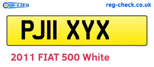 PJ11XYX are the vehicle registration plates.