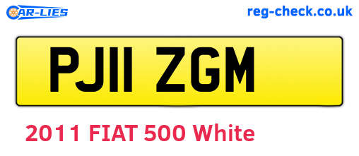 PJ11ZGM are the vehicle registration plates.