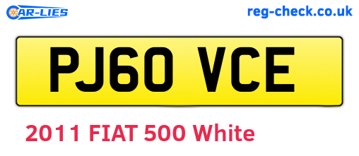 PJ60VCE are the vehicle registration plates.