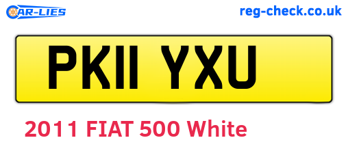 PK11YXU are the vehicle registration plates.
