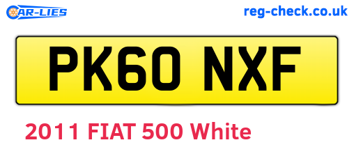PK60NXF are the vehicle registration plates.
