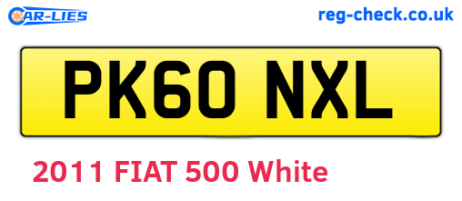 PK60NXL are the vehicle registration plates.