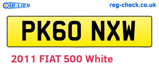 PK60NXW are the vehicle registration plates.