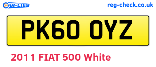 PK60OYZ are the vehicle registration plates.