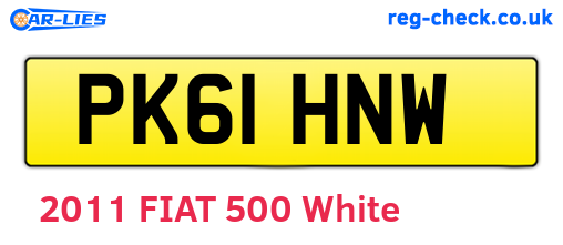 PK61HNW are the vehicle registration plates.