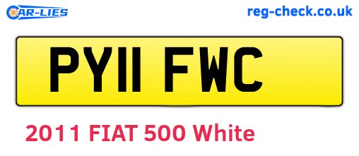 PY11FWC are the vehicle registration plates.