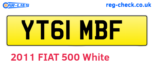 YT61MBF are the vehicle registration plates.