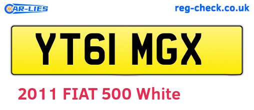 YT61MGX are the vehicle registration plates.