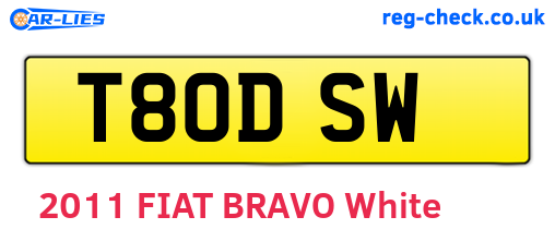 T80DSW are the vehicle registration plates.