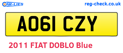 AO61CZY are the vehicle registration plates.