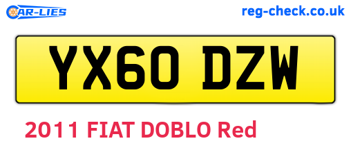 YX60DZW are the vehicle registration plates.