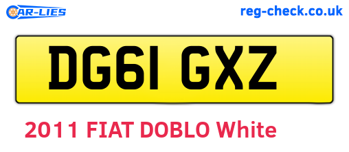 DG61GXZ are the vehicle registration plates.