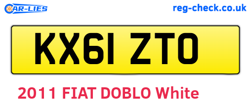 KX61ZTO are the vehicle registration plates.