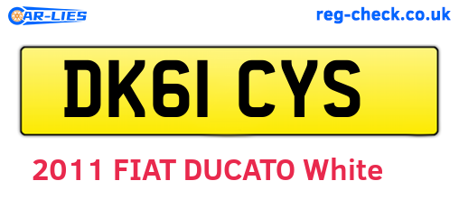 DK61CYS are the vehicle registration plates.