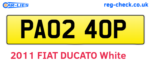 PAO240P are the vehicle registration plates.