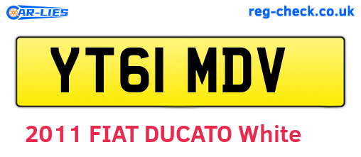 YT61MDV are the vehicle registration plates.