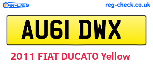 AU61DWX are the vehicle registration plates.