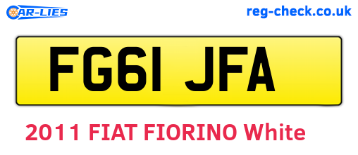 FG61JFA are the vehicle registration plates.