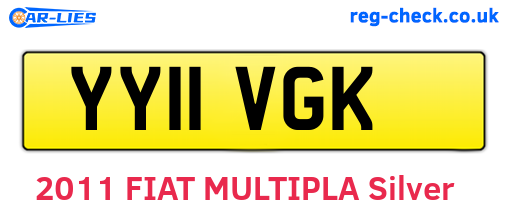 YY11VGK are the vehicle registration plates.