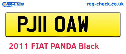 PJ11OAW are the vehicle registration plates.