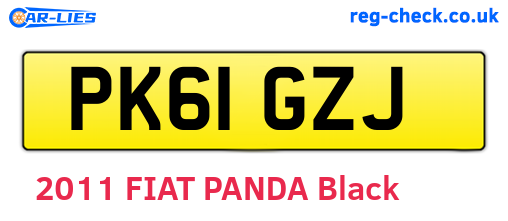 PK61GZJ are the vehicle registration plates.