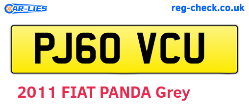 PJ60VCU are the vehicle registration plates.