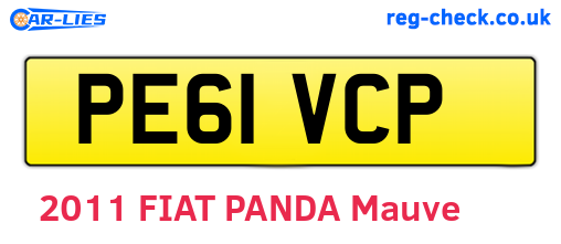PE61VCP are the vehicle registration plates.