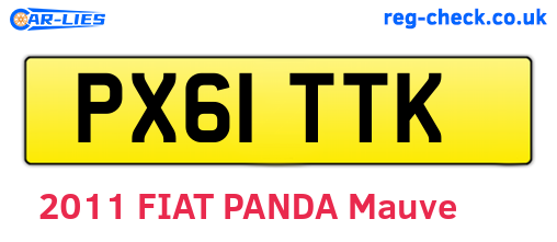 PX61TTK are the vehicle registration plates.