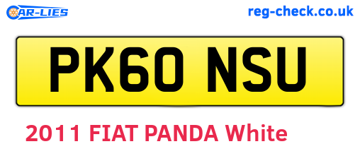 PK60NSU are the vehicle registration plates.