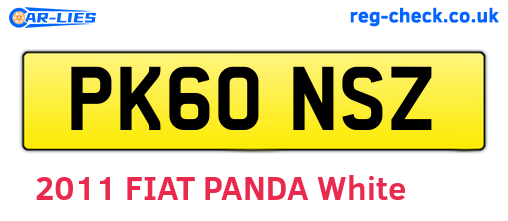 PK60NSZ are the vehicle registration plates.
