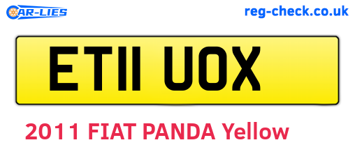 ET11UOX are the vehicle registration plates.