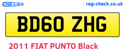BD60ZHG are the vehicle registration plates.