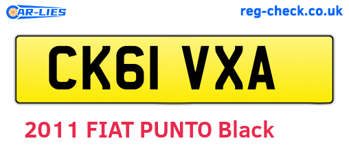 CK61VXA are the vehicle registration plates.