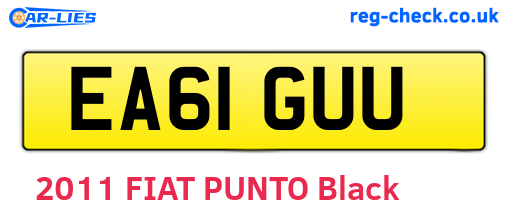 EA61GUU are the vehicle registration plates.