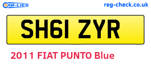 SH61ZYR are the vehicle registration plates.